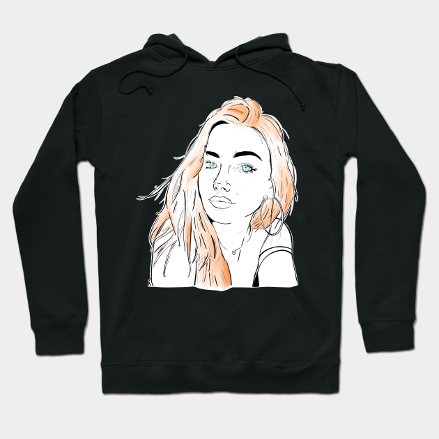 Beautiful girl looking at you - Redhead Black Hoodie by Uwaki